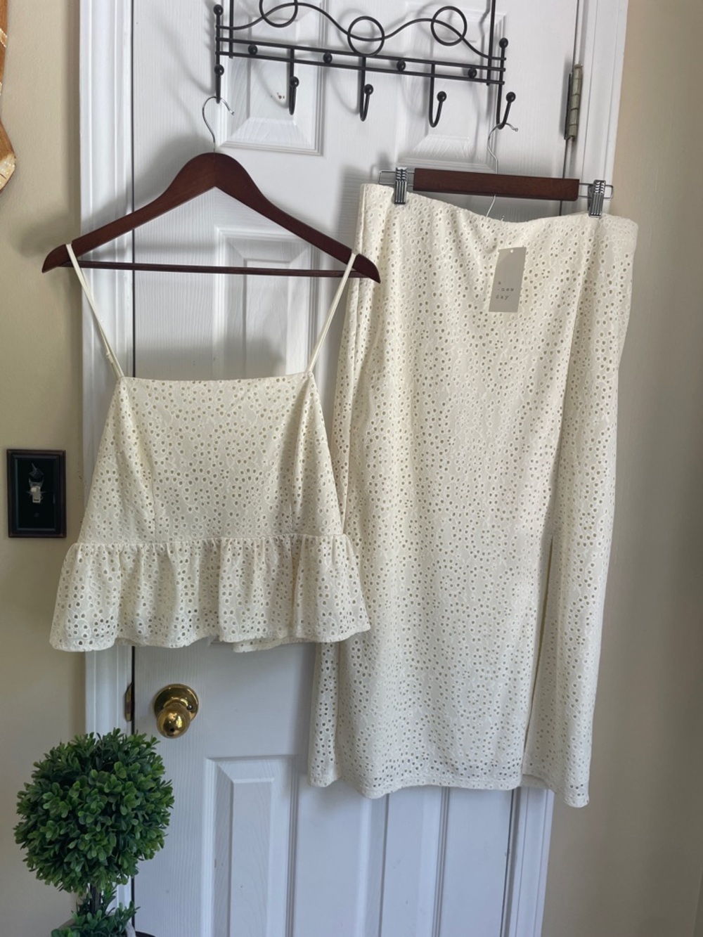 A New Day Cream Eyelet Maxi and Top Set